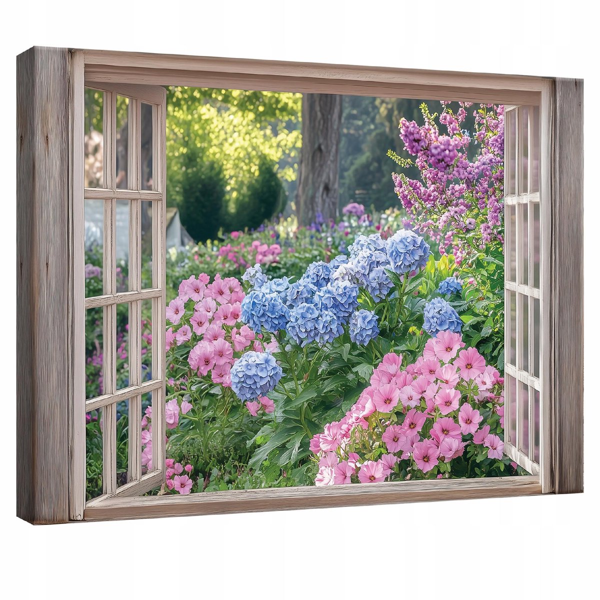 WALLARENA Canvas schilderij - 40x30 cm - afbeelding van bloemen in de tuin voor slaapkamer, woonkamer en keuken multikleurig