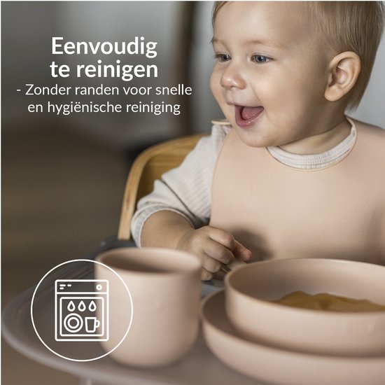 Service de table rose Difrax LOVI - Assiette, Kom et tasse ouverte - 6 mois et plus - Sans BPA, passe au micro-ondes et au lave-vaisselle