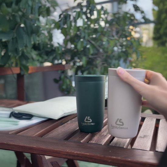 Tasse isotherme de voyage - Tasse à café à emporter - 380 ml - Tasse à thé - Étanche - Double paroi - Acier inoxydable - Taupe