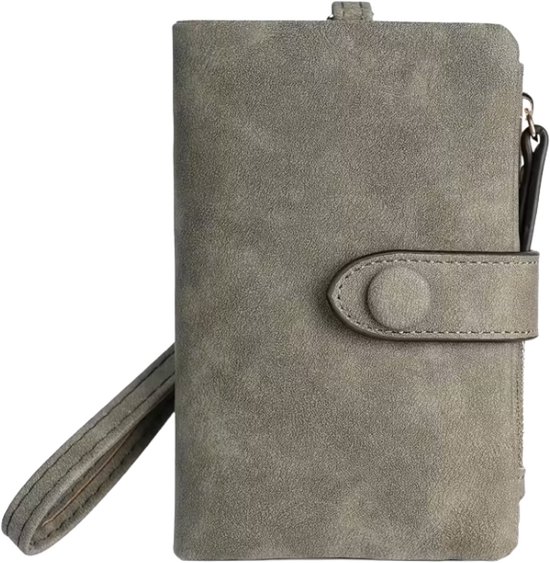 Portefeuille femme Innerlight® - Vert olive - Plusieurs emplacements pour cartes et fermeture éclair - Portefeuille avec protection RFID - Organiseur compact pour cartes de crédit - Coutures résistantes