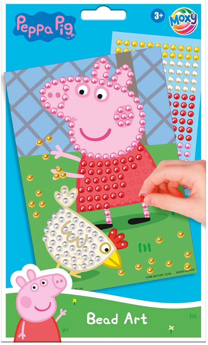Peppa Pig bead art – DIY set – A5 formaat – kralenkunst – creatief – kids – peppa pig fans – Moxy – kleurrijk – perler beads – kindvriendelijk – educatief – motoriek – kinderen – knutselen – hobby – cadeautip – uniek – fun – vrolijk - peuter -kleuter