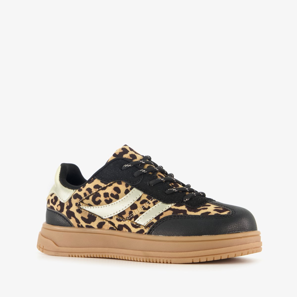 BLUE BOX meisjes sneakers met panterprint bruin zwart Uitneembare zool
