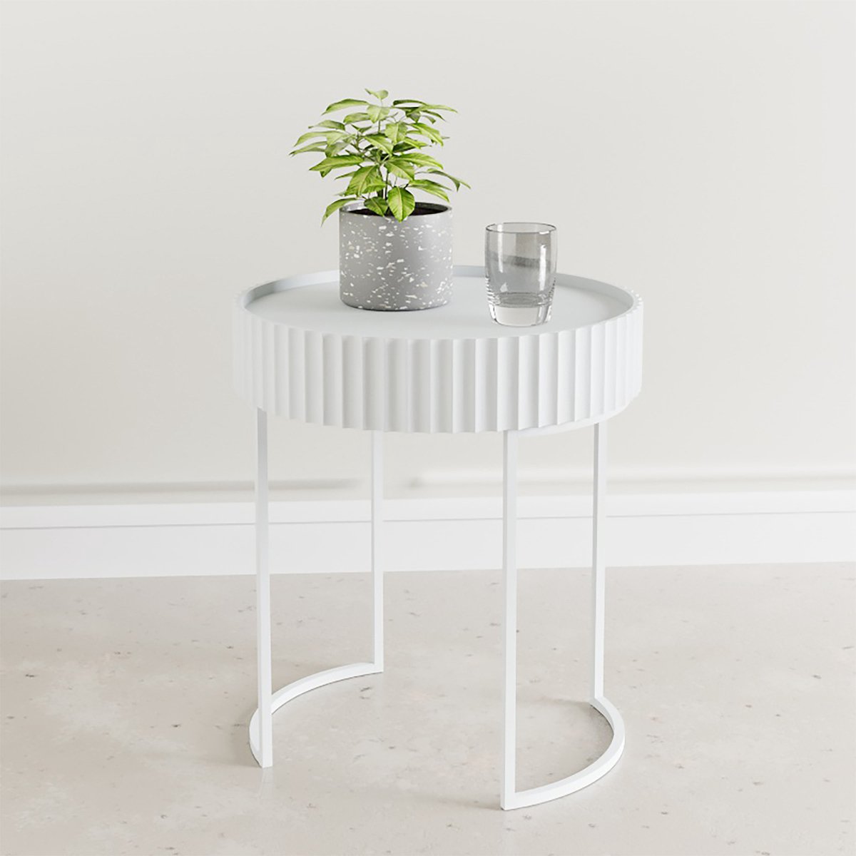 Bijzettafel Rill rond 46x40 cm wit [en.casa]