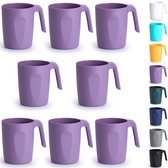 Lot De 6 Tasses à Café En Plastique 220ml - Multicolores, Avec Anse - Réutilisables Et Micro-ondables
