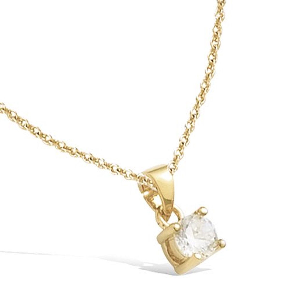 CHIVAL 18K Goud Vergulde Ketting "Zaro" – Tidloos & Elegant - 5mm Zirkonia Hanger - Cadeau voor Haar - Sieraad - Liefde - Klein - Luxe - Geschenkverpakking