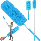 Plumeau flexible extensible I Nettoyant pour stores en laine PP I Plumeau pour stores I Plumeau à plumes I Brosse à Stores I Brosse à épousseter lavable I Blauw