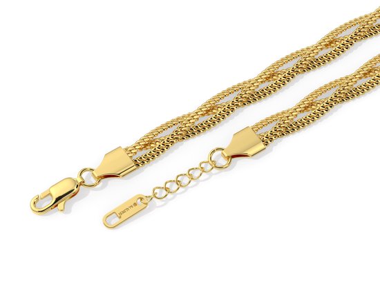 Malinsi® Armband Dames Triplet Chain - Gold Plated RVS - Verstelbaar 17-20,5cm - Sieraden Armbanden Vrouw Goudkleurig
