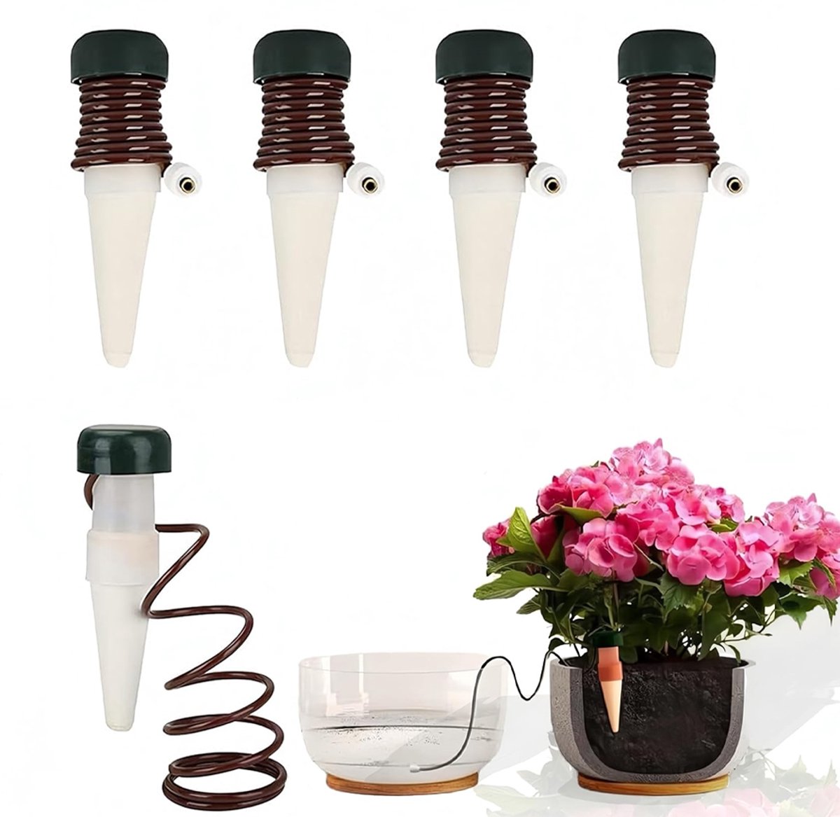 5 Stuks Automatisch Druppelsysteem Voor Planten – Bewateringssysteem - Water Druppelaar - Druppelsysteem - Bewateringsyteem Watergeefsysteem - Automatische Gieter - Water Druppelaar - Druppel Systeem - Water Geef Systeem - Druppelsysteem - 78 CM