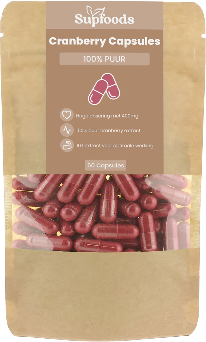 Goedkoopste Cranberry Capsules 100 Puur - 60 Capsules - Bron van Antioxidanten - Alternatief voor Cranberry Tabletten en Sap - 400mg per Cranberry Extract Capsule