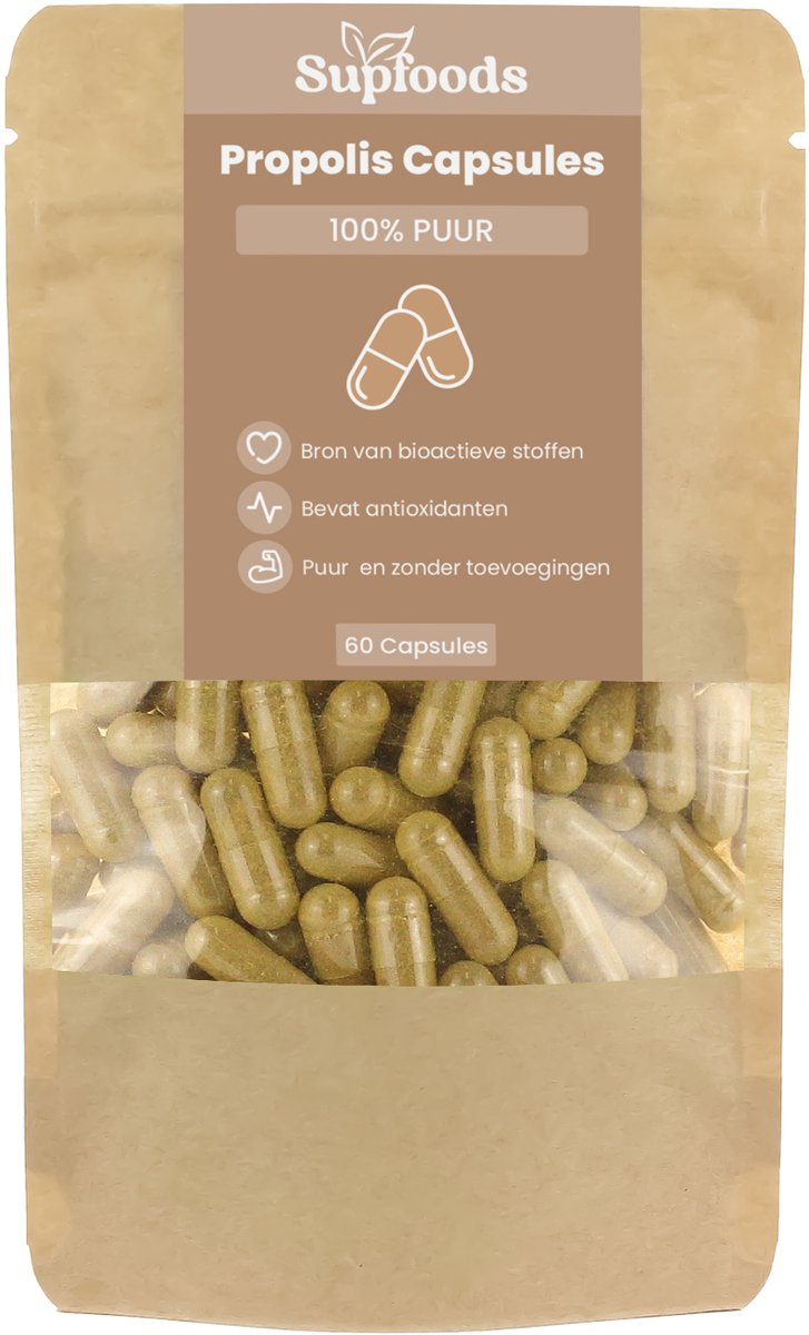 Propolis Capsules 100% Puur - 60 Capsules - Ideaal voor Dagelijks Gebruik met 340mg per Propolis Capsule - Geen Propolis Tinctuur of Druppels