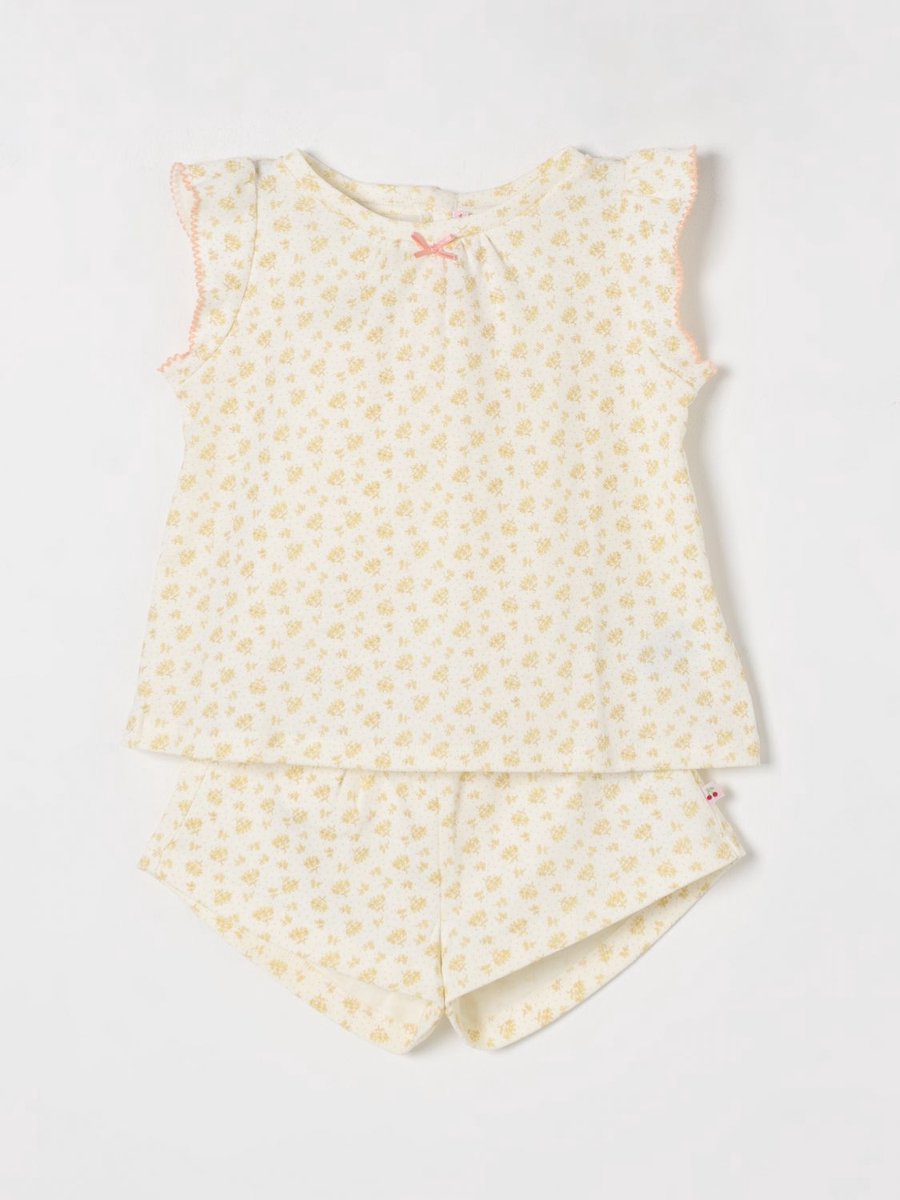 Floral Print Pajama Set Kids - Yellow Ropes Cords