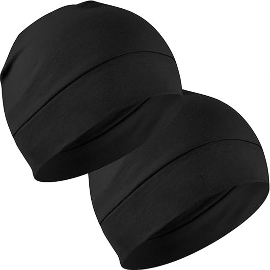 Bonnet SNQ - Lot de 2 - Doublure de casque respirante - Idéal pour la Course à pied , le Vélo , le sommeil - Couvre-chef chimio - Casque - Unisexe - Convient aux têtes de 56 à 60 Cm