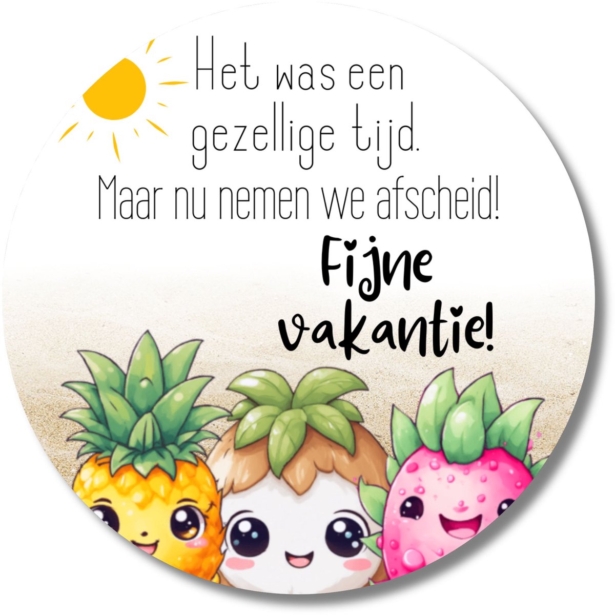 Zomerse stickervel juf – 20 afscheidsstickers – fijne vakantie schooljaar