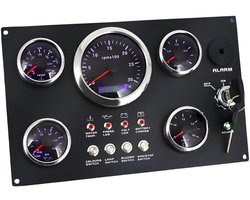 Lumeon 12 V Instrumentenpaneel voor Boot met Indicatoren voor Oliepeil, Watertemperatuur, Voltage, Brandstofniveau en Toerenteller - Compleet Schakelpaneel"