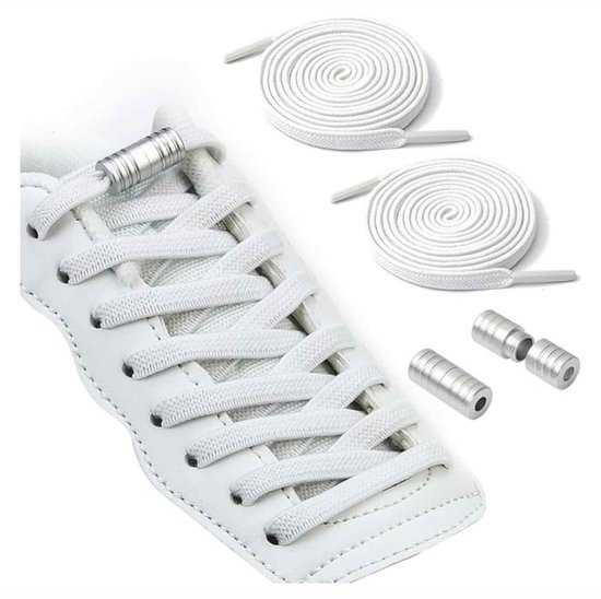 GADITIEK Veters, automatische veters, snelverstelsysteem, lacet, elastische veters voor volwassenen, veters zonder knopen, snelsluiting, veters voor schoenen, uniseks, wit en blauw, Eén maat