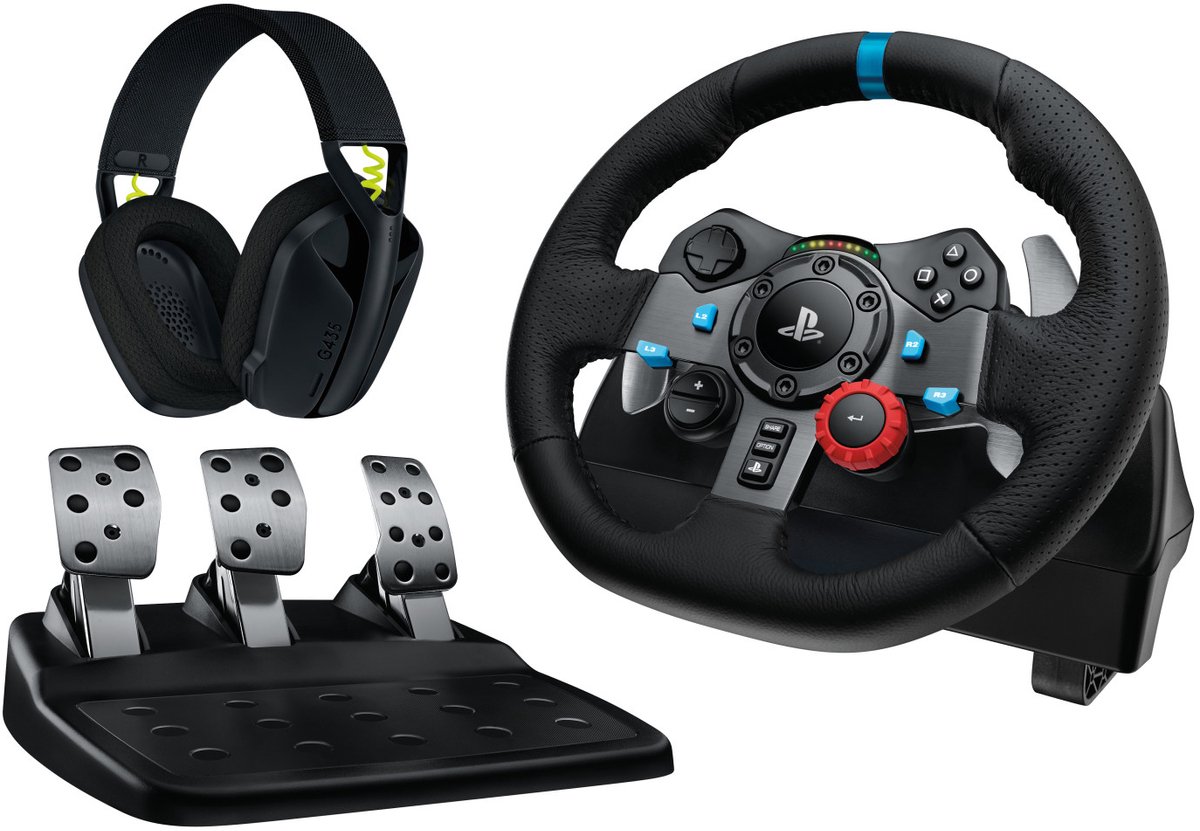 Logitech G 991-000539 game controller Aluminium, Zwart USB Stuur + pedalen + headset PC, PlayStation 4, PlayStation 5, Playstation 3 — cadeau in Games, Films & Muziek - foto 8