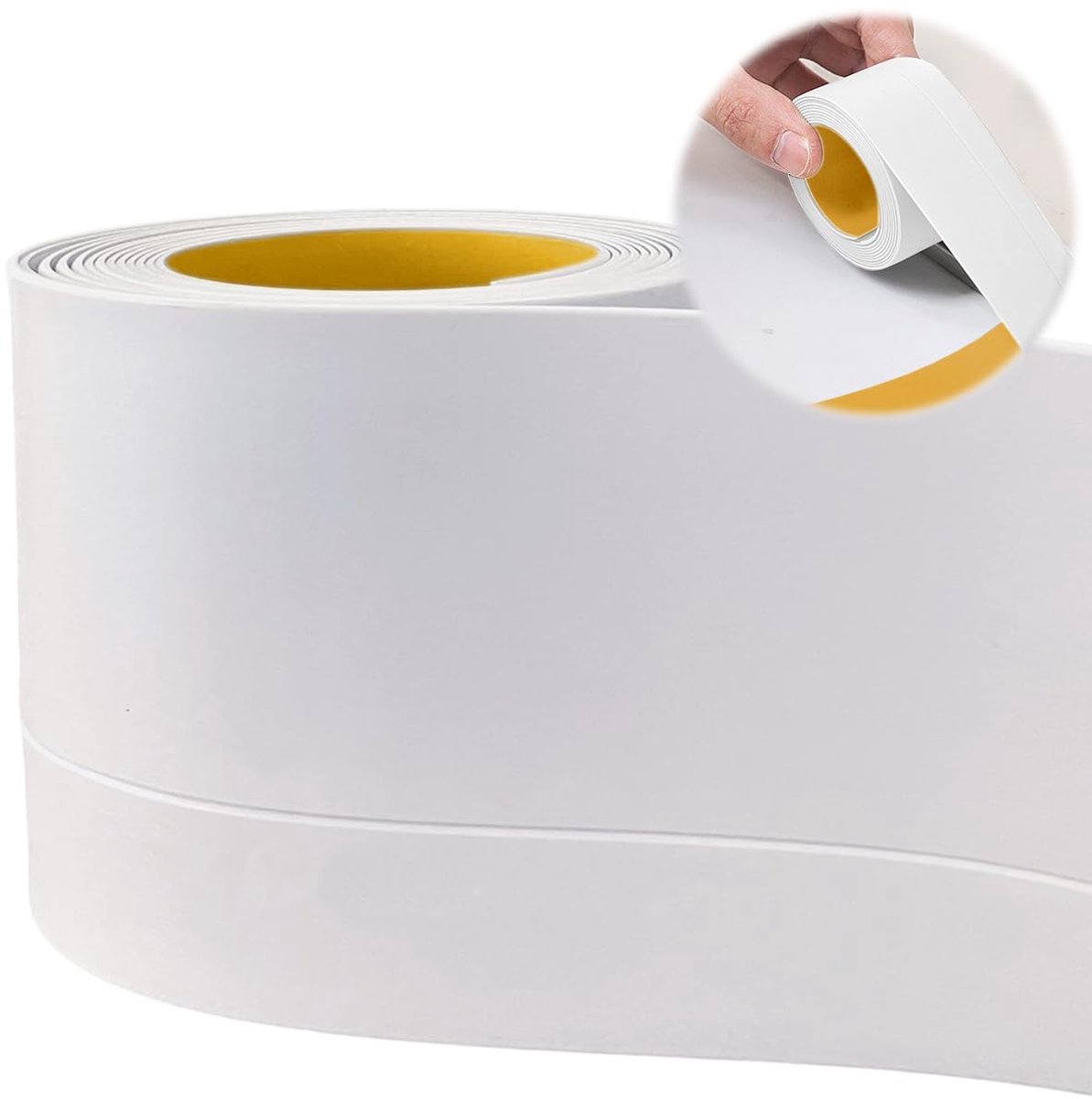 Allecto Plus - Afdichting voor badkamer en keuken - Wit - 50x20 mm - 5 m zelfklevende PVC - Schimmelbestendige afdichting