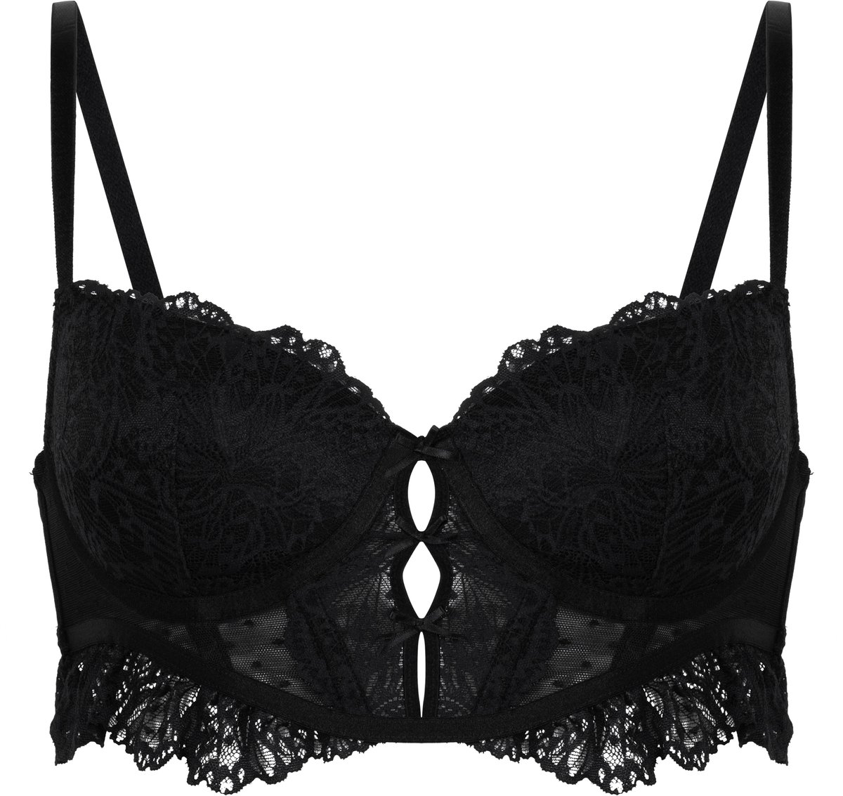 Hunkemöller Dames Lingerie Voorgevormde longline beugel bh Posie - Zwart