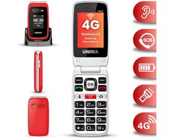 4G Senioren Mobiele Telefoon – Klaptelefoon met Grote Toetsen en Letters – SOS Noodknop – Senioren GSM – Dubbel Scherm – Oplaadstation – Simlockvrij – Eenvoudige Seniorentelefoon voor Ouderen Rood – Oma Opa