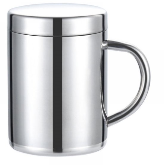 Mok met karabijnhaak 300 ml RVS zwart