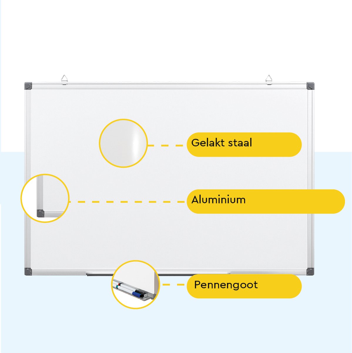 BRASQ Whiteboard 60×45 cm magnetisch - Wit thumbnail 4