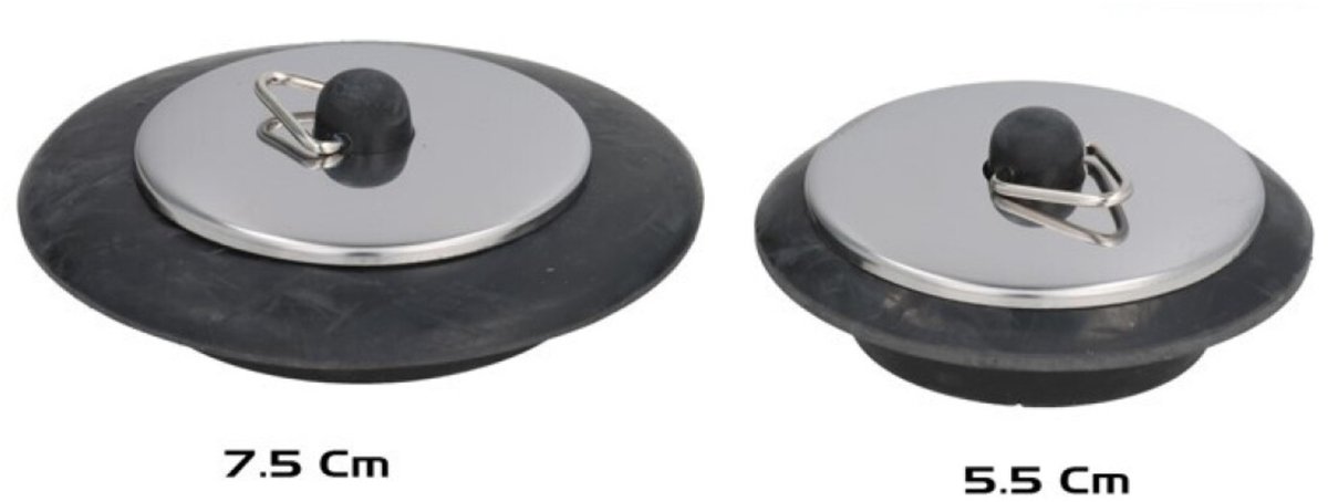 Gerimport Afvoerstop - 2x stuks - D7.5 - D5.5 cm - gootsteenstop - keukenaccessoires