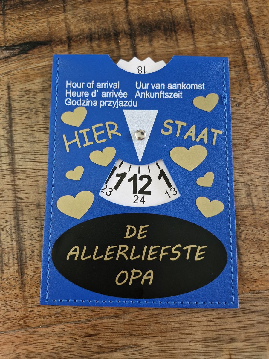 Parkeerschrijf met tekst- Hier staat - De allerliefste Opa - blauwe zone- parkeerkaart- blauweschijf