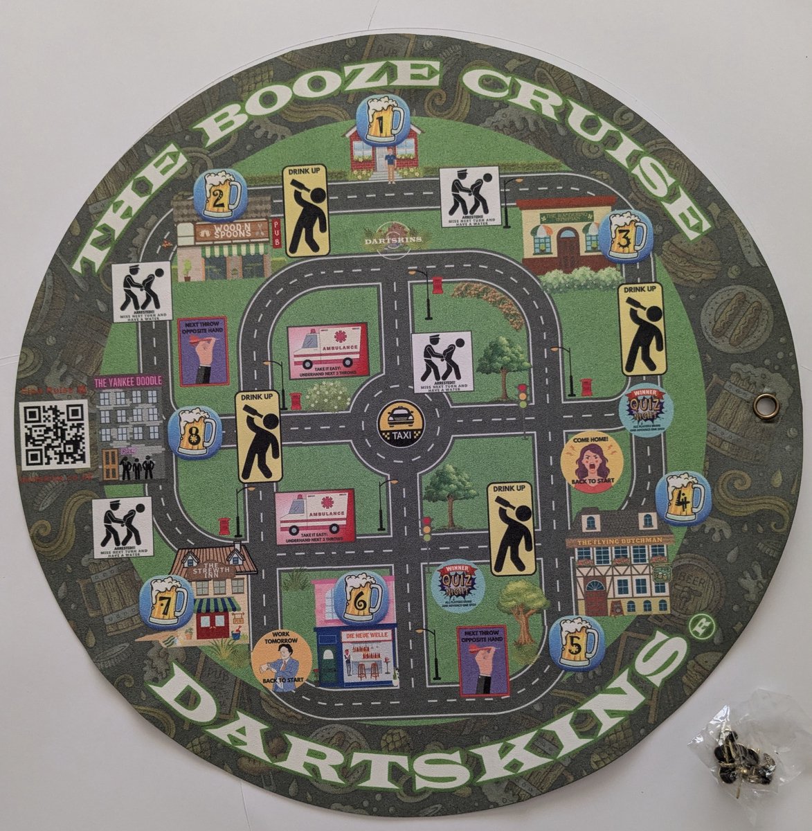 Dartskins The Booze Cruise - Dartspel - Drinkspel Thema - Voor Volwassenen - Met Pubs & Taxi's