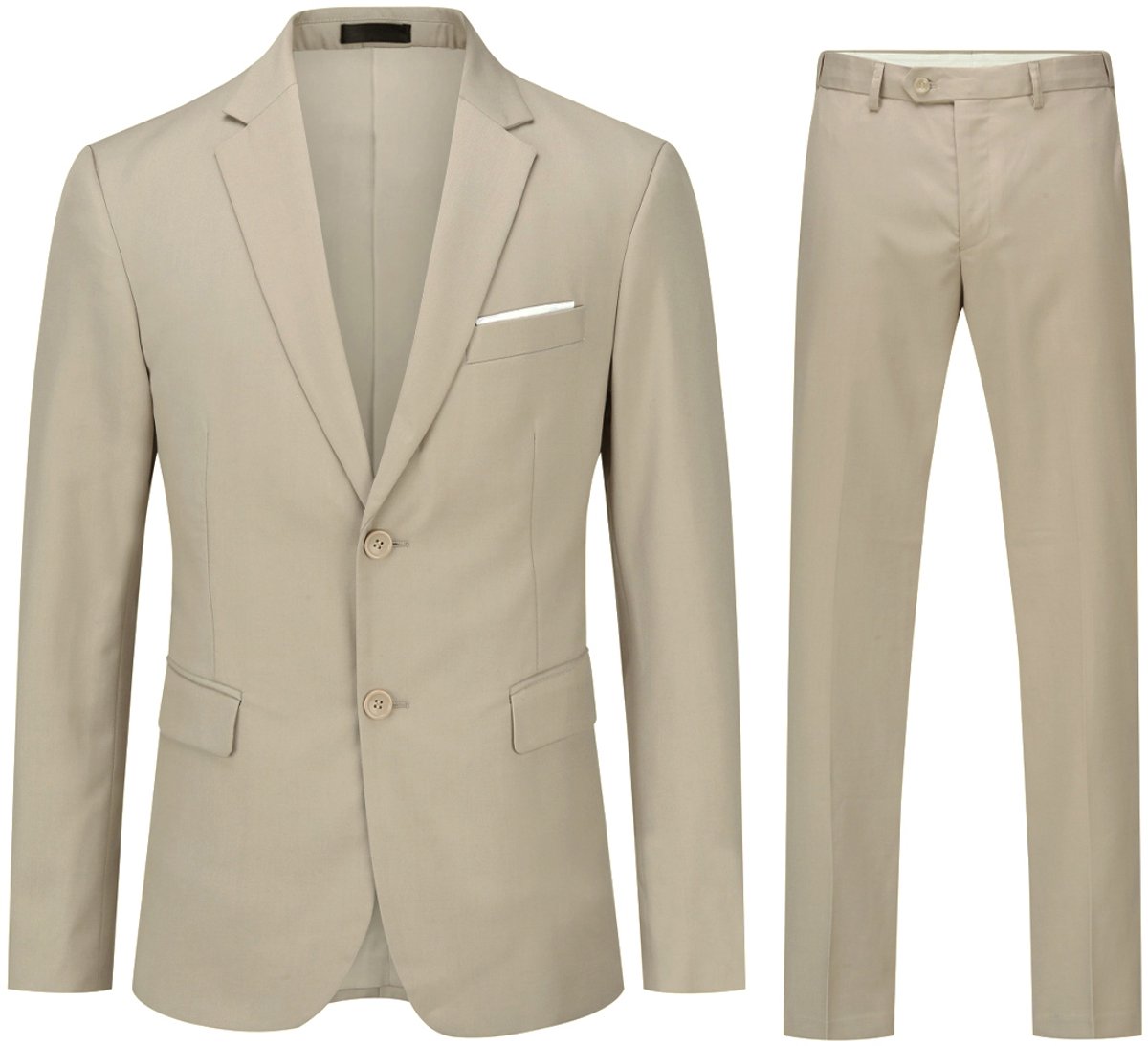 ALLTHEMEN Heren 2-Piece Slim Fit Pak - Tweeknoops Zakelijk Pak - S