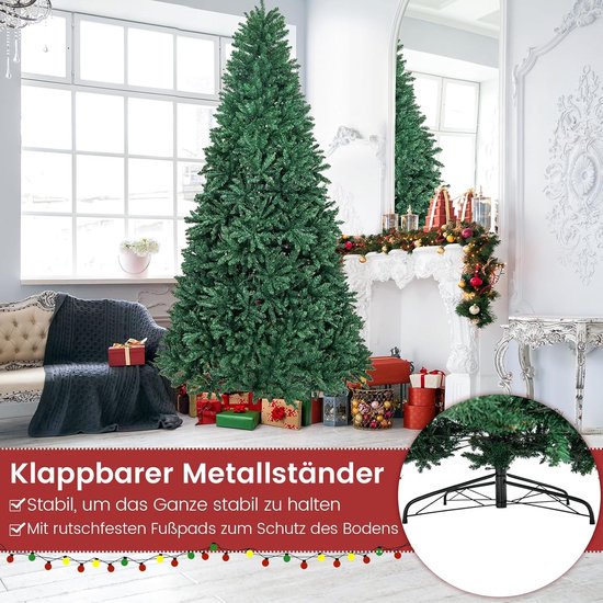 COSTWAY Kunstkerstboom, 180/210 cm, dennenboom met metalen standaard, kunstboom kerstklapsysteem, kerstboom pvc-naalden, ideaal voor thuis, kantoor