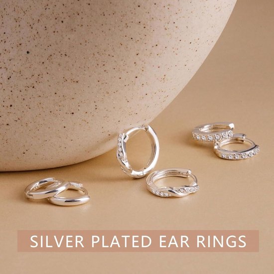 Avotto 3 paar oorbellen zilver 925 set voor dames hypoallergeen 14K