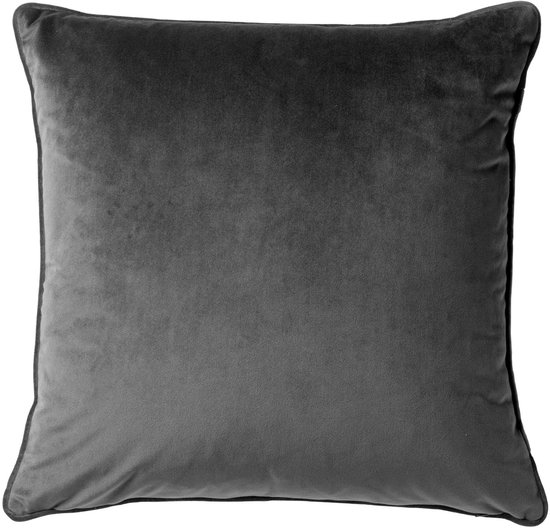 Dutch Decor FINN - Sierkussen 45x45 cm - velvet - effen kleur - Charcoal Gray - antraciet - Inclusief binnenkussen - Luxe kussens voor woonkamer & bank