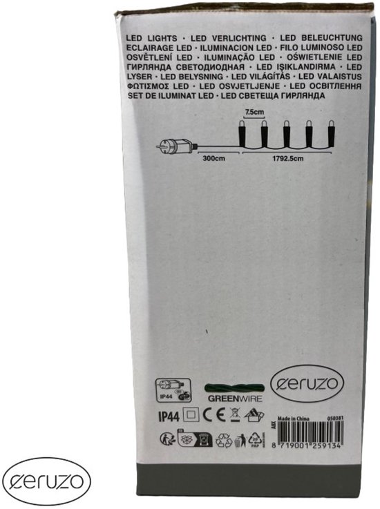 Verpakking met Kerstverlichting, 300cm, 1792.5cm, 75cm, IP44, Zeruzo.