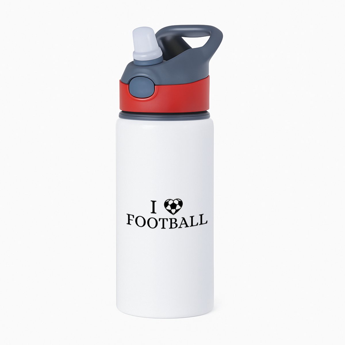 Hacebo® - I love football waterfles met rietje rood - Voetbal - voetballers - sport - atleten - kado - cadeau - water fles - 650ML