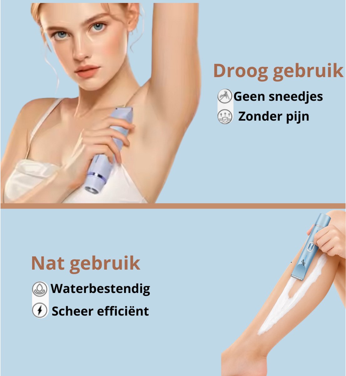 Nuvado Oplaadbare 2-in-1 Elektrische Bikinitrimmer Voor - afbeelding 3
