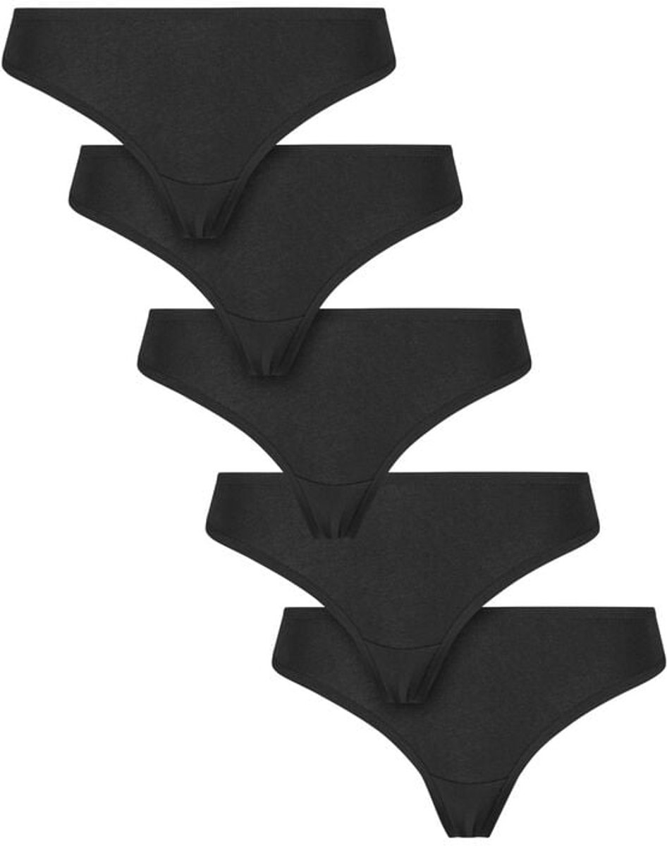Urban Classics Basic katoenen strings (Set van 5) Dames Ondergoed - zwart - M