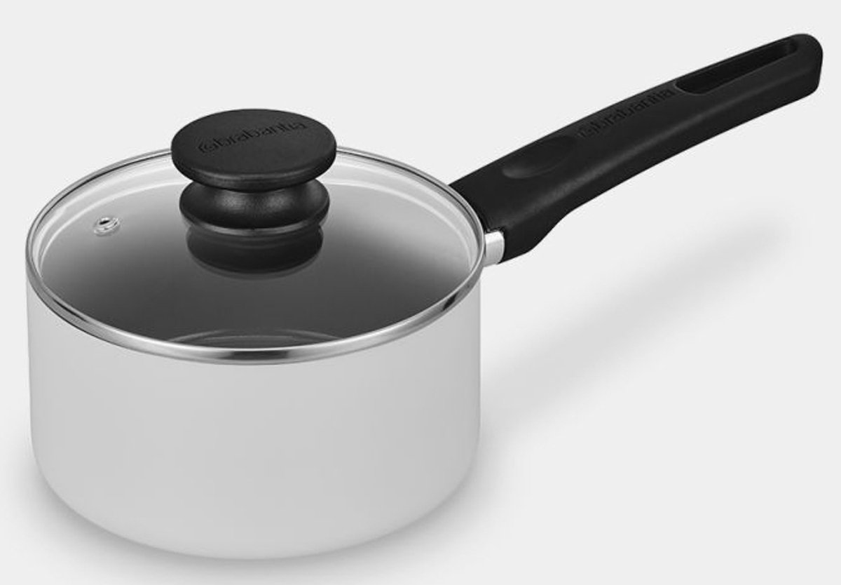 Bol.com Brabantia INDU+ Steelpan met Deksel -Ø 16 cm - Sauspan - Keramische Antiaanbaklaag - Glazen deksel - Geschikt voor Induc... aanbieding