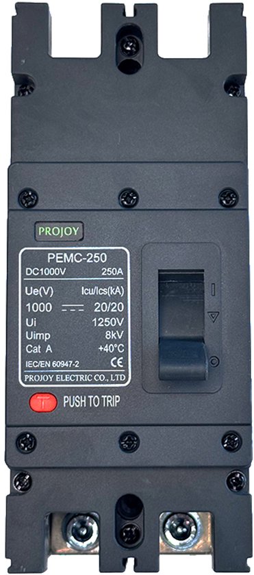 Projoy PEMC250 250A DC Automatische Vermogensschakelaar MCCB voor Zonne-energie, Batterijopslag, IP66 Optioneel