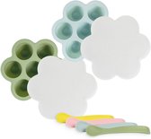 Loti Living Babyvoeding Bewaarbakjes Set - Set van 2 inclusief 4 stuks babylepels - Diepvriesbakjes - Vriezer Bakjes – BPA Vrij Siliconen Babyvoedingsaccessoires