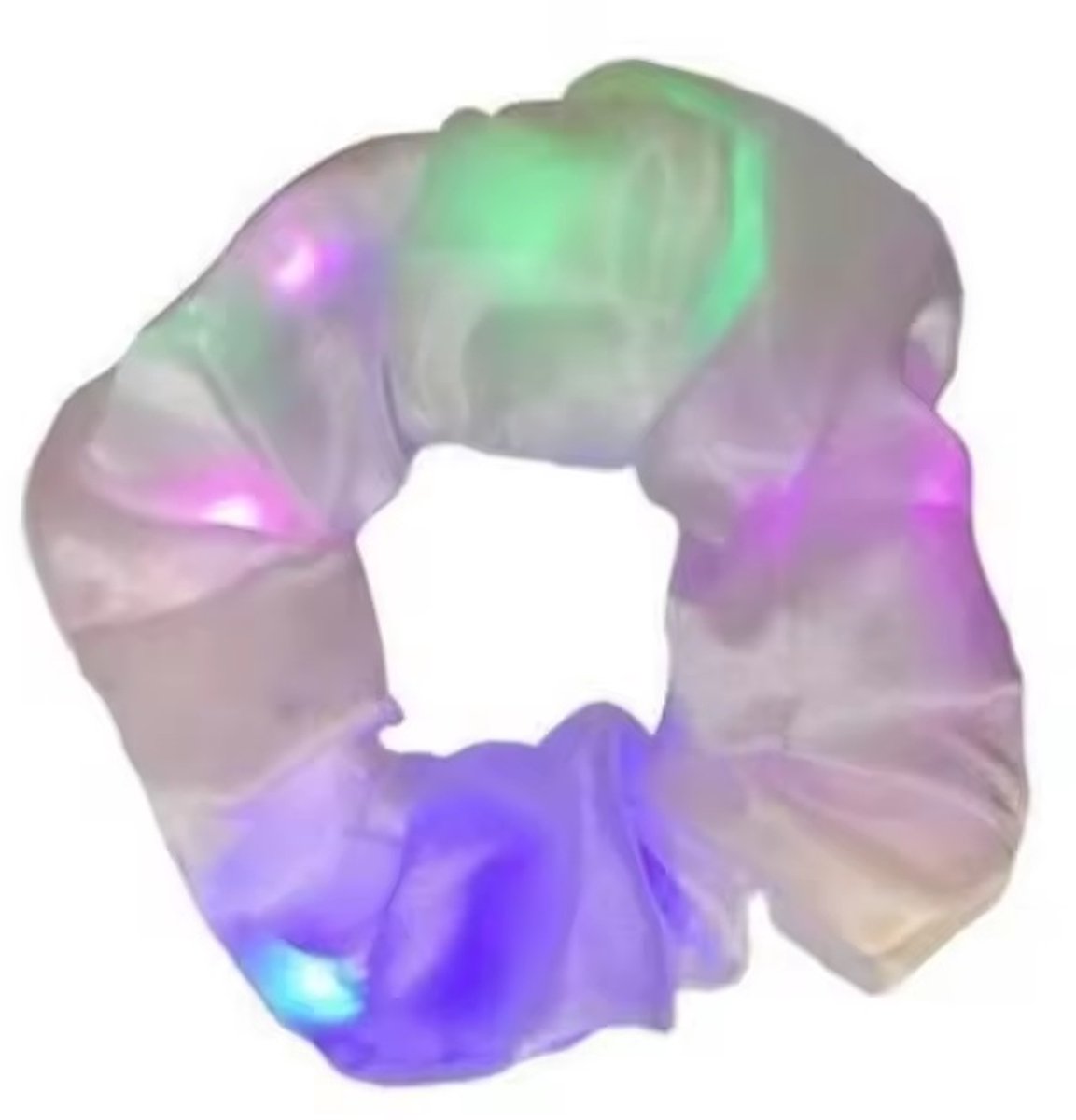 Lichtgevende Scrunchie Haarband – Wit met Gekleurde LED-lichtjes