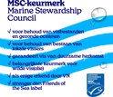 MSC-keurmerk Marine Stewardship Council met vinkjes en blauwe strepen.