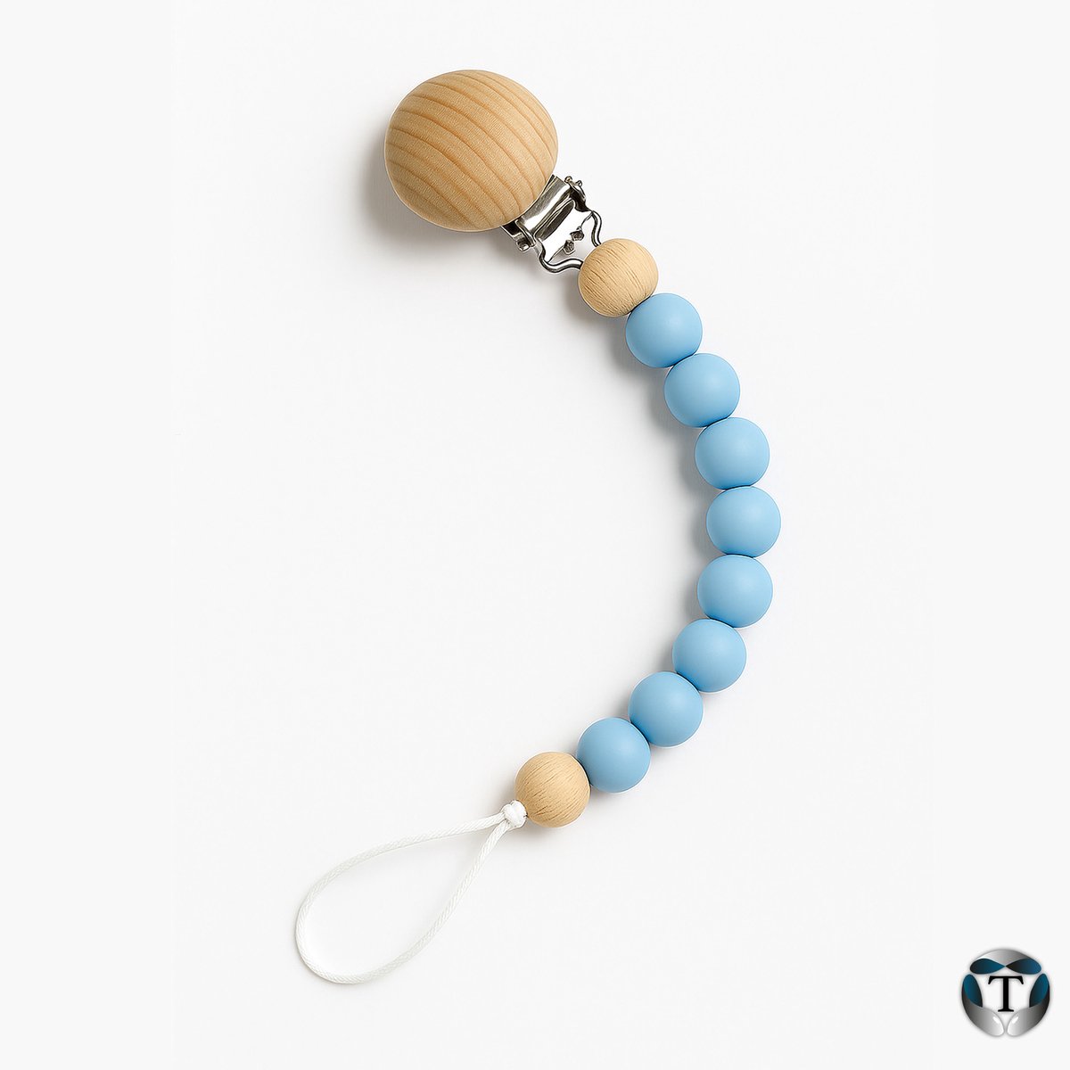 Speenkoord | Fopspeenkoord | Hulpmiddel Speen | Kralen | Blauw | Silicoon | Hout | Houten Clip | Babyshower | Kraamcadeau | Jongen & Meisje | Baby | Speen | Speenketting | TheOldOmen |