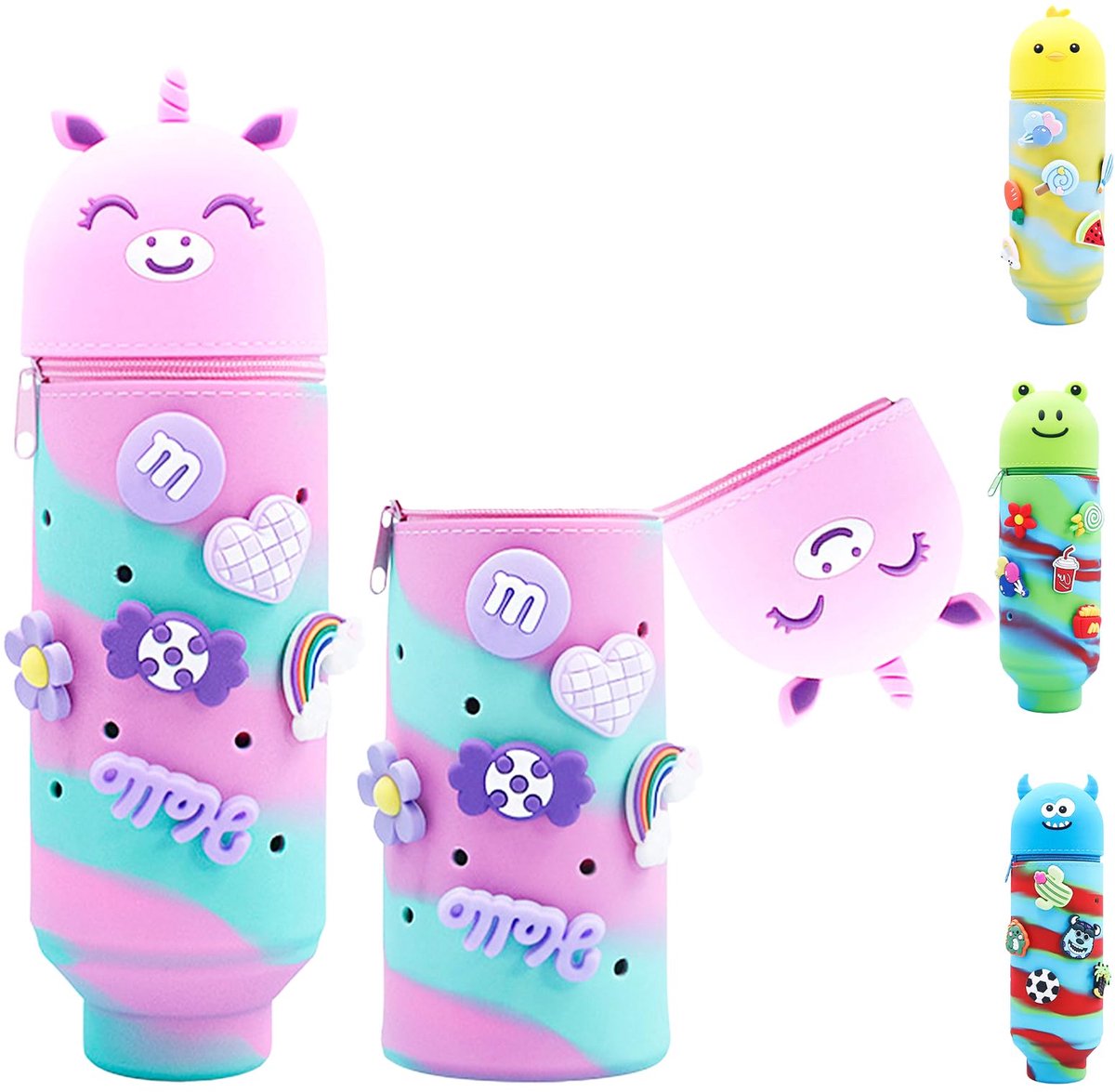 Kawaii Eenhoorn Pennenetui - 2-in-1 Staand Etui met Ritssluiting - Voor School