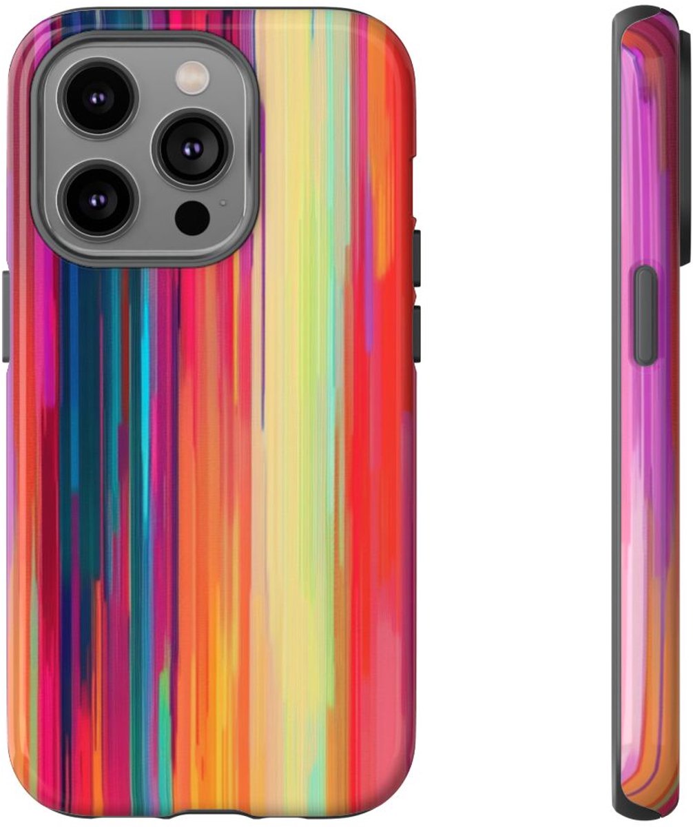 Levendige Verticale Kleurenstrepen Abstract – Telefoonhoesje Geschikt voor iPhone 14 Pro