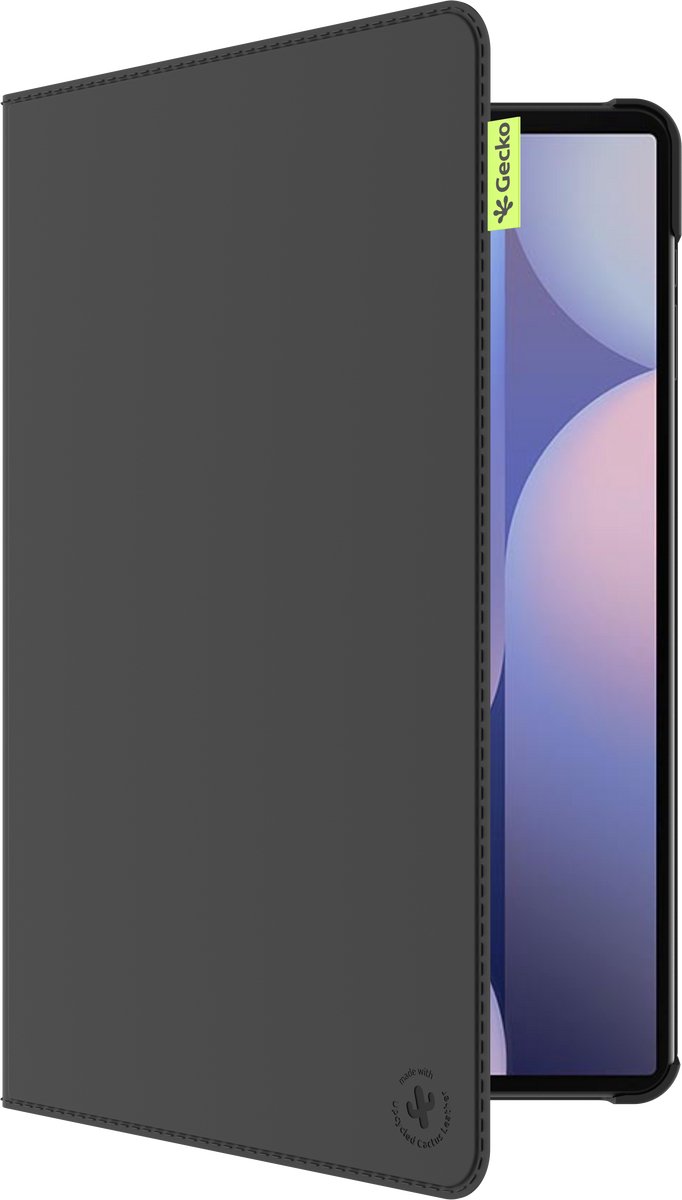 Gecko Covers - Tablet Hoes / Cover gemaakt van Cactusschil geschikt voor Samsung Galaxy Tab S10 Plus / Tab S9 FE Plus / Tab S9 Plus - Slaap/Wake functie - Zwart
