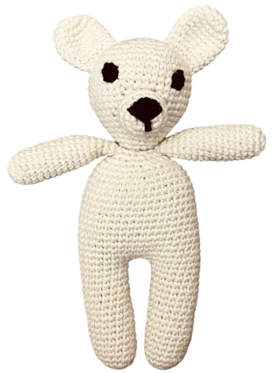 Luna-Leena duurzame knuffel hond 'Bella' in bio katoen - gebroken wit - toy 0+ - hand gehaakt in Nepal - knuffeldier - babycadeau - cadeau - geboorte - babyshower - hondje - dog - kraamcadeau - baby gift - Sinterklaas - Sint tip - hond