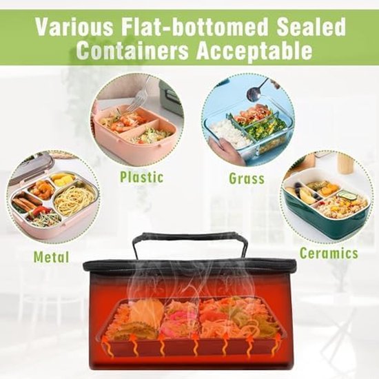 12V 90W Portable Car Microwave, Electric Oven Fast Heating Picnic Box Car Food Warmer for Heating & Raw Food Cooking Trip Outdoor Work Camping van Alpacool — afbeelding 5