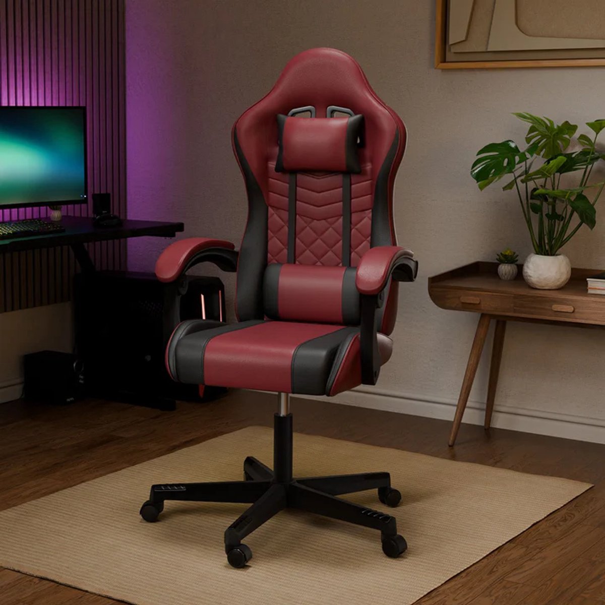 Gamingstoel HyperSeat Bureaustoel Bordeaux/Zwart - afbeelding 2