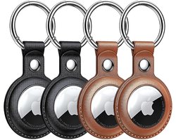 Airtag Sleutelhanger set - 4 stuks - Airtag sleutelhanger -Airtag hanger - hoge kwaliteit - Airtag sleutelhanger leer - Beschermende Hanger voor Apple AirTag – Airtag hoesje - Leren Houder - Kras en stofvrij
