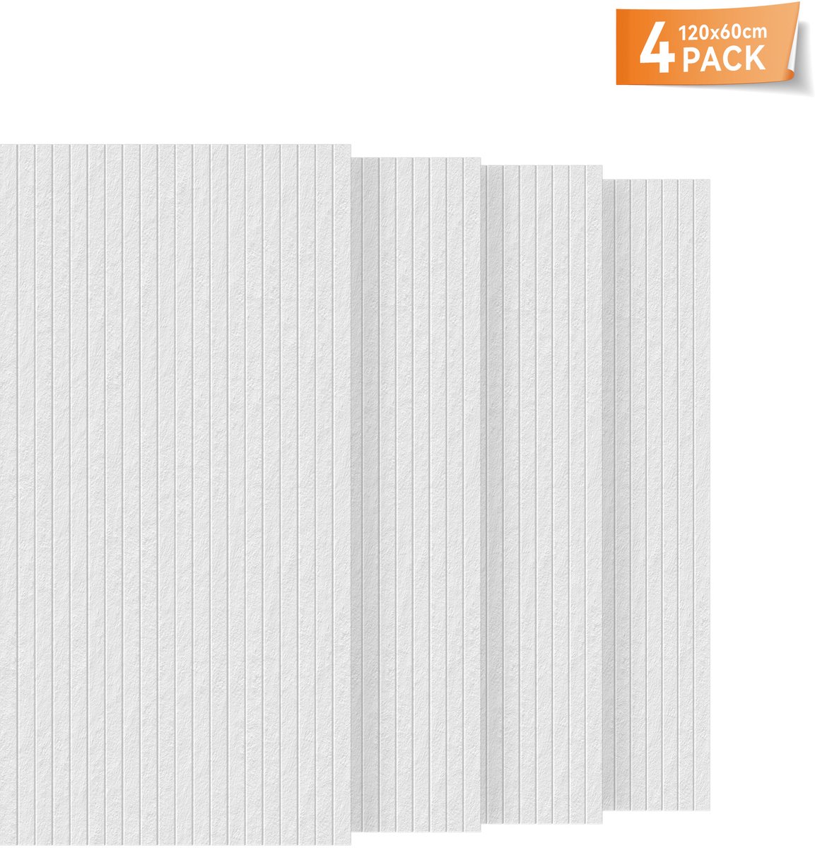Aufun Rechthoekige Akoestische Panelen, Zelfklevende Wandbekleding (Wit, 4 Strips)